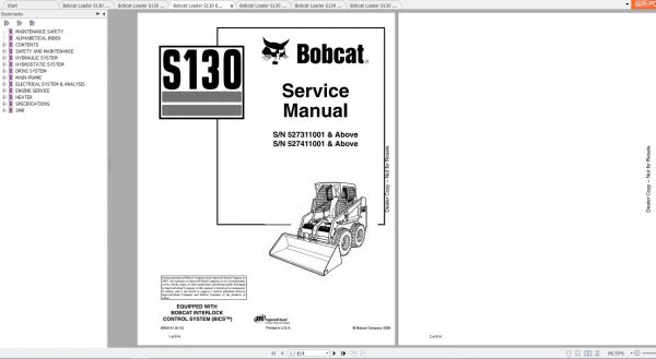 Bobcat Skid Steer Loader S130 Service Manuals 1