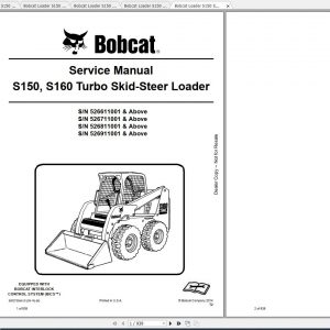 Bobcat Skid Steer Loader S150 S160 Service Manuals 1