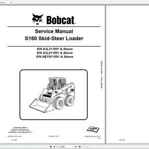 Bobcat Skid Steer Loader S160 Service Manuals 1