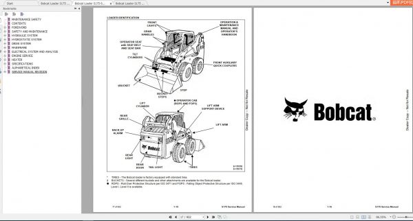 Bobcat Skid Steer Loader S175 Service Manuals 3