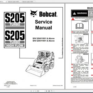 Bobcat Skid Steer Loader S205 Service Manuals 1