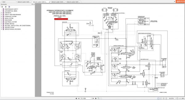 Bobcat Skid Steer Loader S205 Service Manuals 3