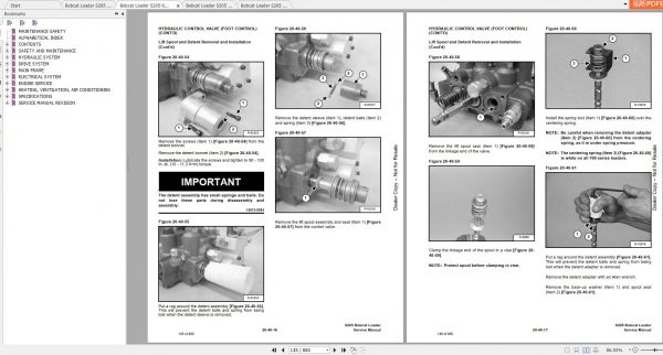 Bobcat Skid Steer Loader S205 Service Manuals 4