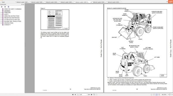 Bobcat Skid Steer Loader S250 Operaton Maintenance Manuals 4