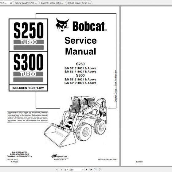 Bobcat SkidSteer Loader S220 Service Manuals