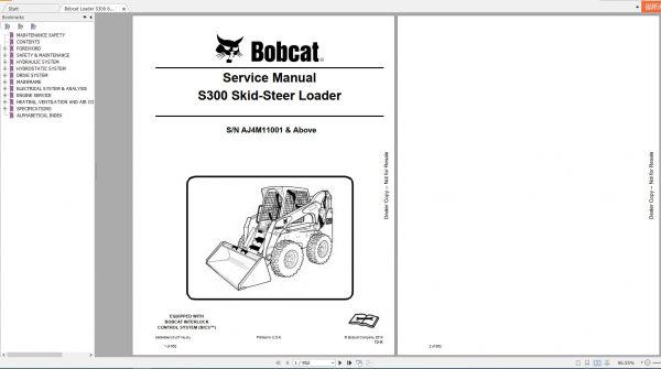Bobcat Skid Steer Loader S300 Service Manual6989455 1