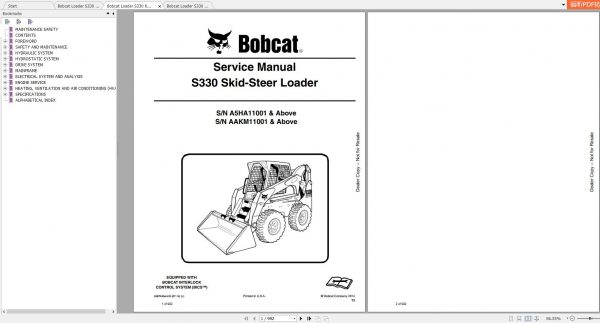 Bobcat Skid Steer Loader S330 Service Manuals 1