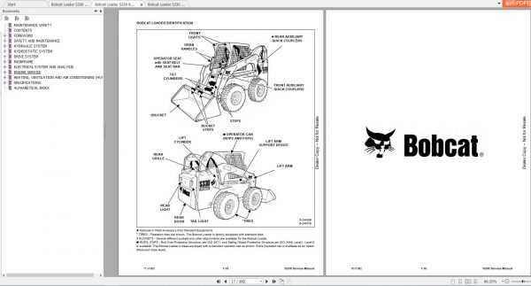Bobcat Skid Steer Loader S330 Service Manuals 3