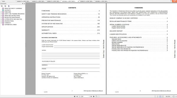 Bobcat Skid Steer Loader S510 Operaton Maintenance Manuals 3