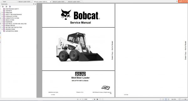 Bobcat Skid Steer Loader S530 Service Manuals 1