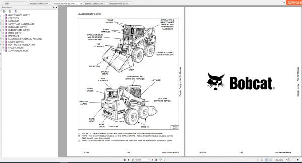Bobcat Skid Steer Loader S530 Service Manuals 3