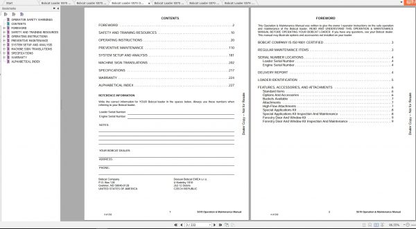 Bobcat Skid Steer Loader S570 Operaton Maintenance Manuals 3