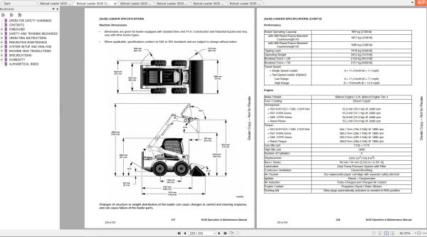 Bobcat Skid Steer Loader S630 Operaton Maintenance Manuals 4