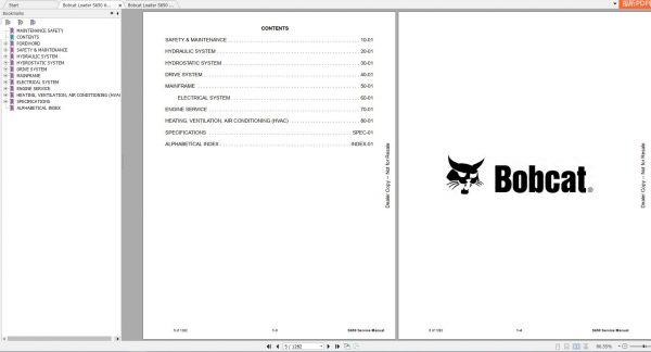 Bobcat Skid Steer Loader S650 Service Manuals 2