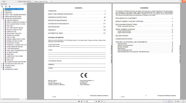 Bobcat Skid Steer Loader S70 Operaton Maintenance Manuals 2
