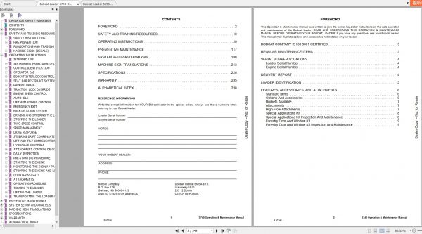 Bobcat Skid Steer Loader S740 S595 Operaton Maintenance Manuals 3