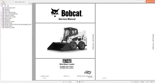 Bobcat Skid Steer Loader S740 Service Manual7252363 1
