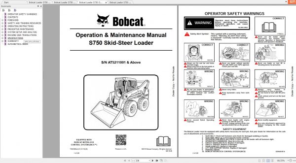 Bobcat Skid Steer Loader S750 Operaton Maintenance Manuals 1