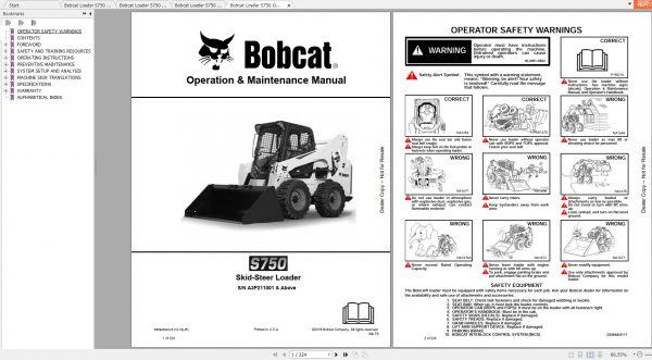 Bobcat Skid Steer Loader S750 Operaton Maintenance Manuals 2