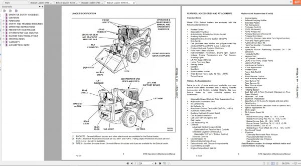 Bobcat Skid Steer Loader S750 Operaton Maintenance Manuals 4