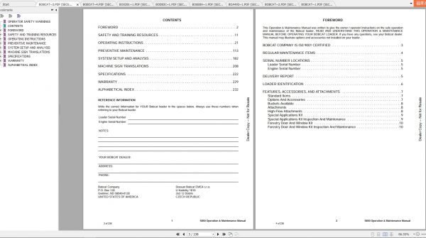 Bobcat Skid Steer Loader S850 Operaton Maintenance Manuals 3