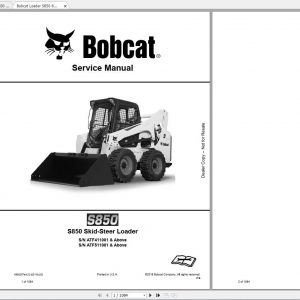 Bobcat Skid Steer Loader S850 Service Manuals 1
