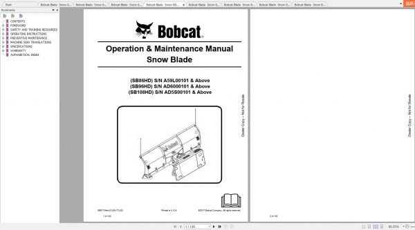 Bobcat Snow Blade Operation Maintenance Manuals 2