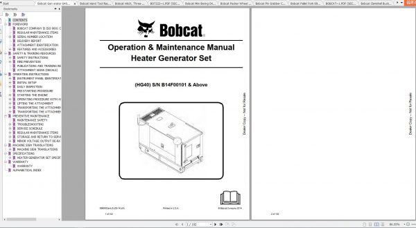 Bobcat Spare Parts Operation Maintenance Manuals 1