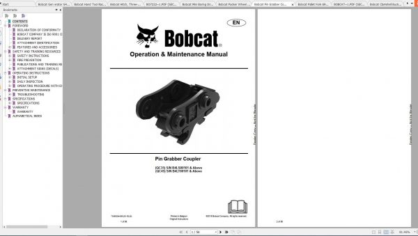Bobcat Spare Parts Operation Maintenance Manuals 2