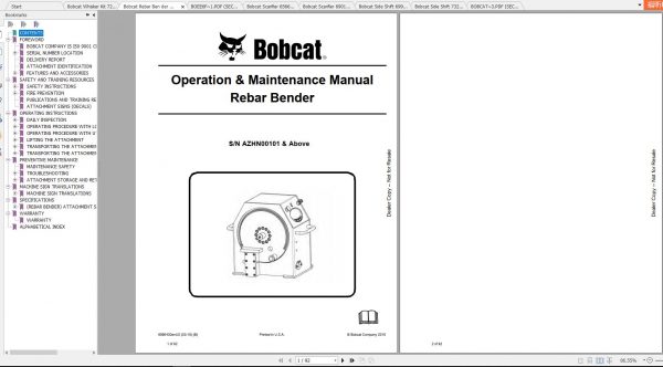 Bobcat Spare Parts Operation Maintenance Manuals 3AQI9i