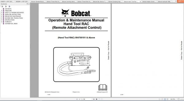 Bobcat Spare Parts Operation Maintenance Manuals 5