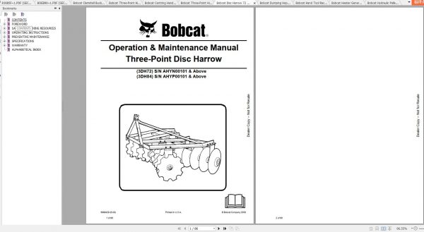Bobcat Spare Parts Operation Maintenance Manuals 6