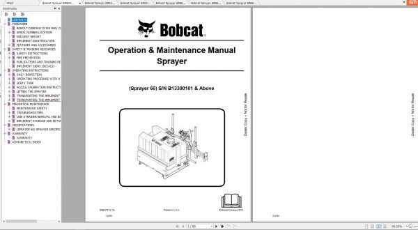Bobcat Sprayer Operation Maintenance Manuals 1