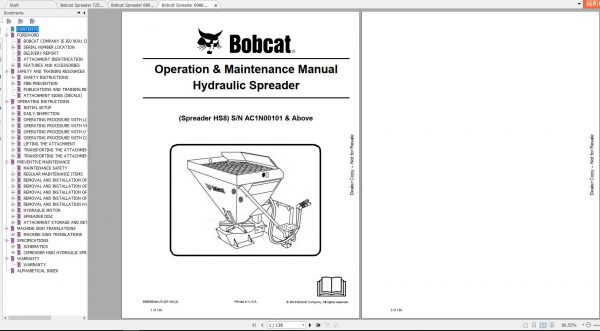Bobcat Spreader Operation Maintenance Manuals 1