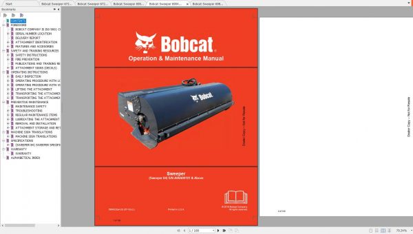 Bobcat Sweeper Operation Maintenance Manuals 1