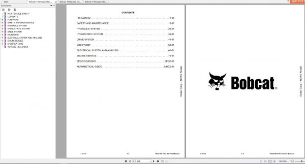 Bobcat Telescopic Handler EVO TR38160 Service Manuals 2