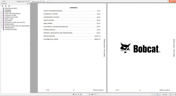 Bobcat Telescopic Handler T2250 Service Manual6989598 2