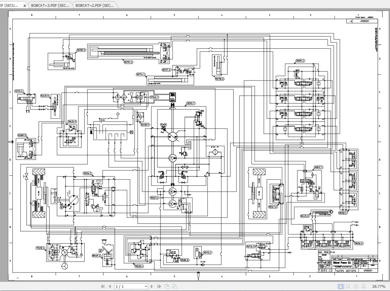 Bobcat Telescopic Handler T3093CD T3071 Hydraulic Electrical Schematics 1