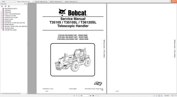 Bobcat Telescopic Handler T35105L T36120SL Service Manuals 1
