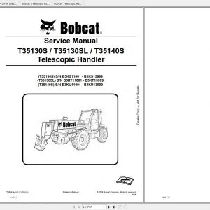 Bobcat Telescopic Handler T35130S T35140S Service Manuals 1