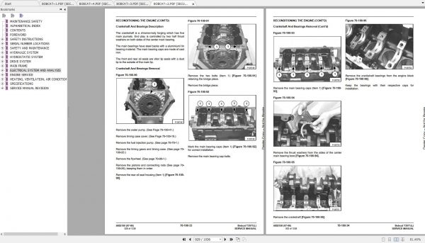 Bobcat Telescopic Handler T3571 T3571L Service Manuals 3