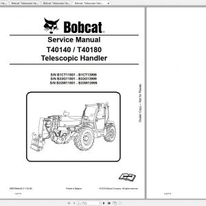 Bobcat Telescopic Handler T40140 T40170 T40180 Service Manuals 1