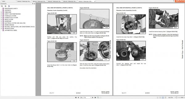 Bobcat Telescopic Handler T40140 T40170 T40180 Service Manuals 3