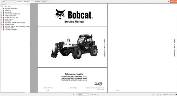 Bobcat Telescopic Handler T41140SLP T40180SLP Service Manuals 1