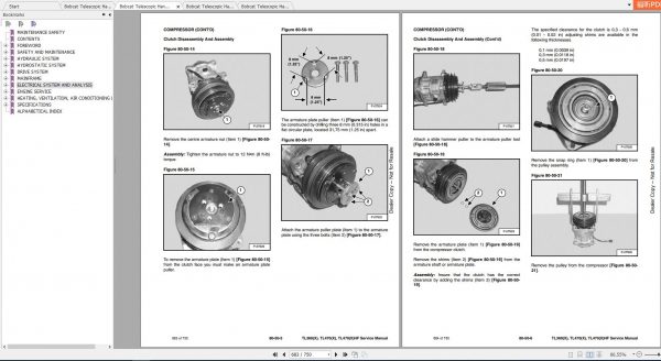 Bobcat Telescopic Handler TL3609X TL470X TL470XHF Service Manuals 4
