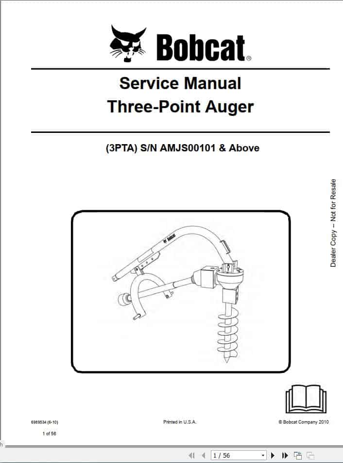 Bobcat Three Point Auger Service Manual6989534 1