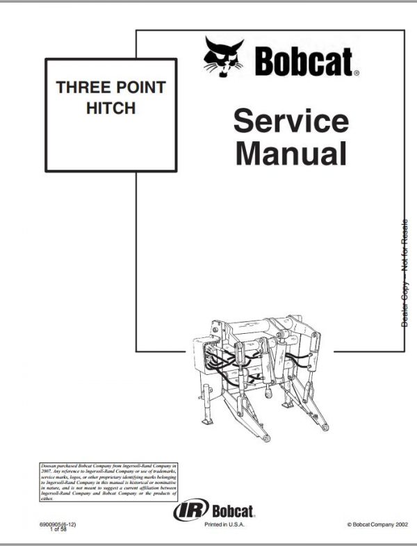 Bobcat Three Point Hitch Service Manual6900905 1