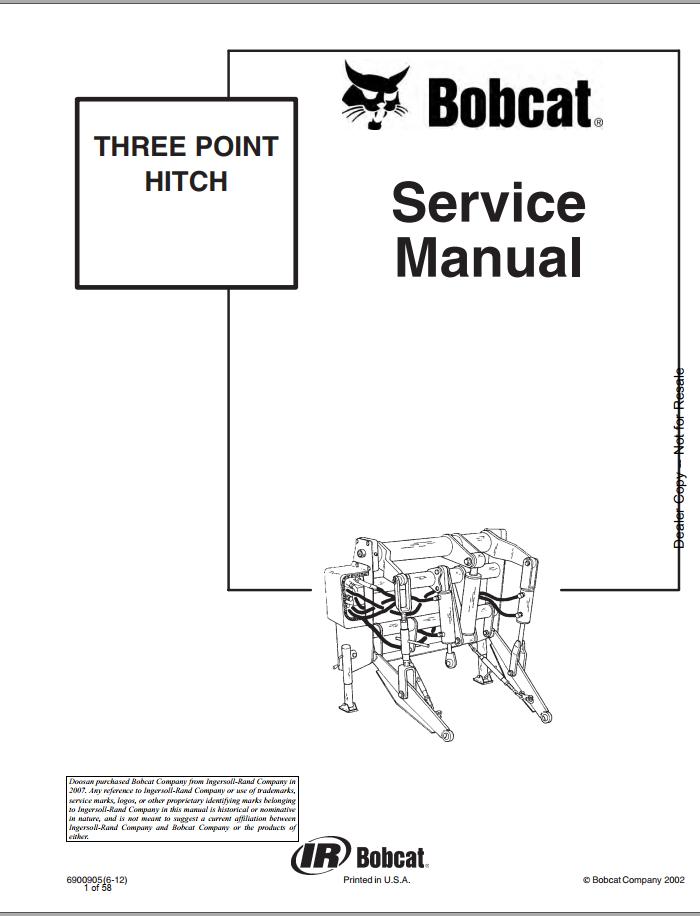 Bobcat Three Point Hitch Service Manual6900905 1