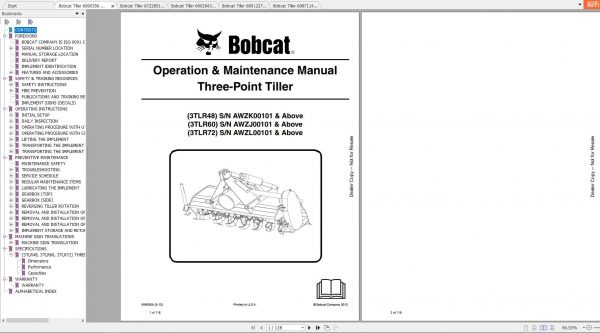 Bobcat Tiller Operation Maintenance Manuals 3