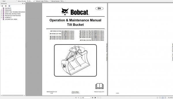 Bobcat Tilt Bucket Operation Maintenance Manuals 1